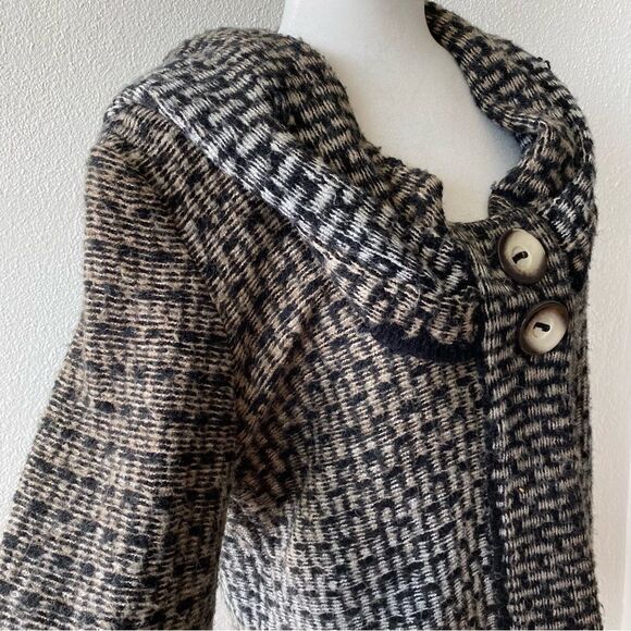 AVA Sweater Mohair Blend Chunky Large Collar Cardigan SZ S - Picture 4 of 15